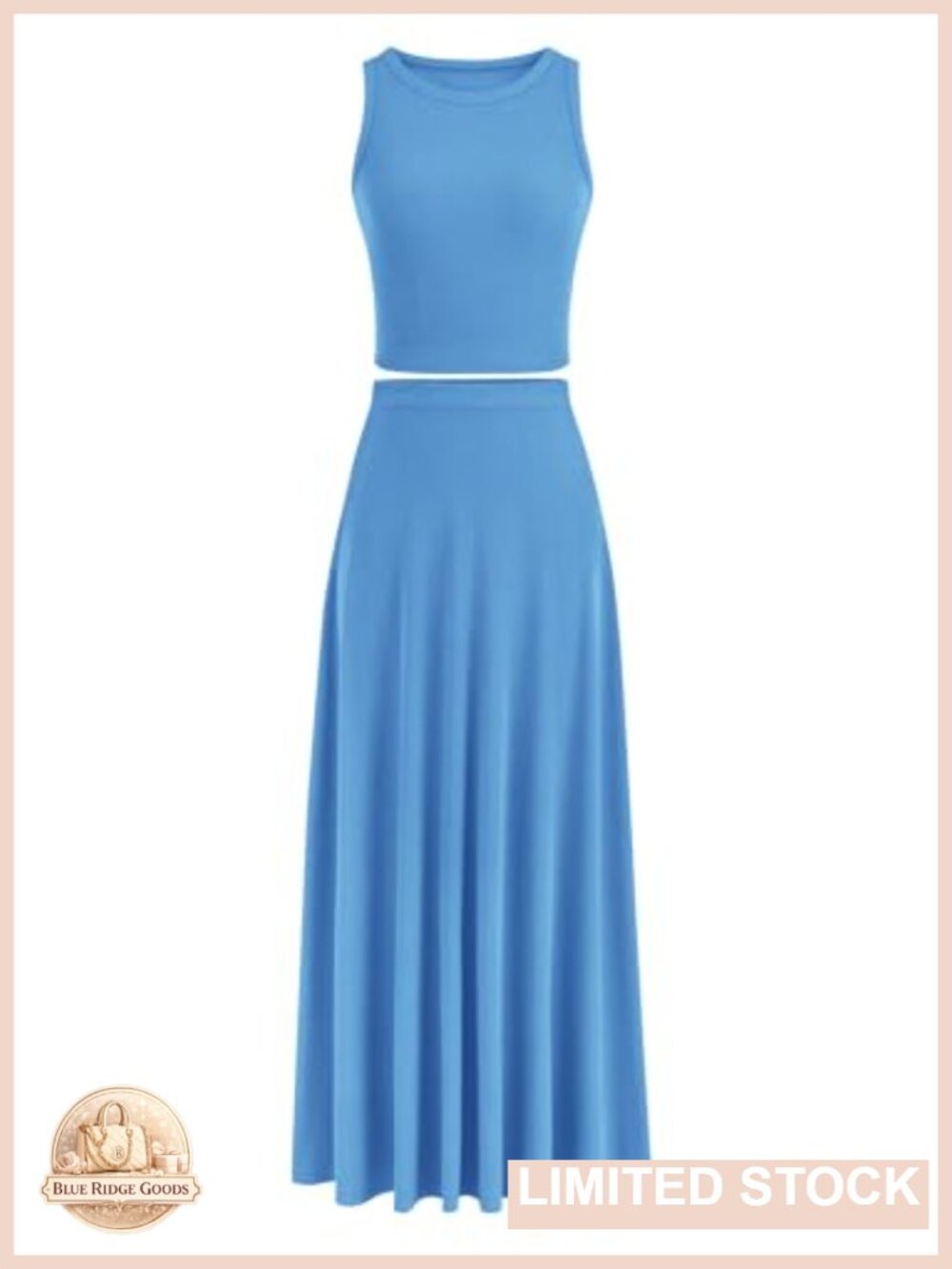 Women's 2 Piece Maxi Skirt Set Sleeveless Knit Crop Top High Waisted